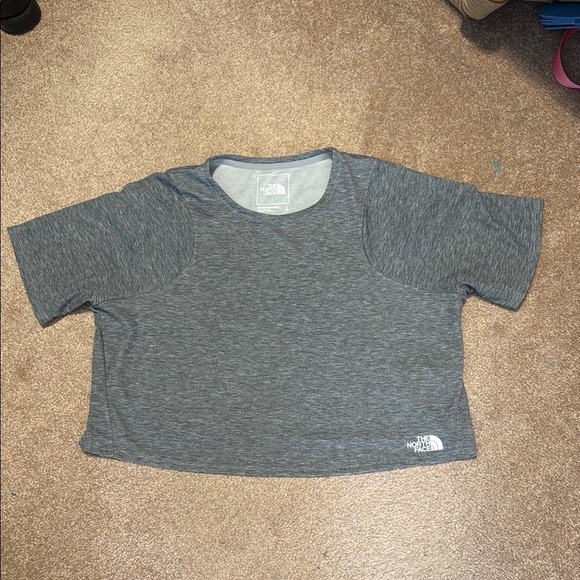 The North Face Gray Heathered Crop Top Casual Athletic - Picture 1 of 4